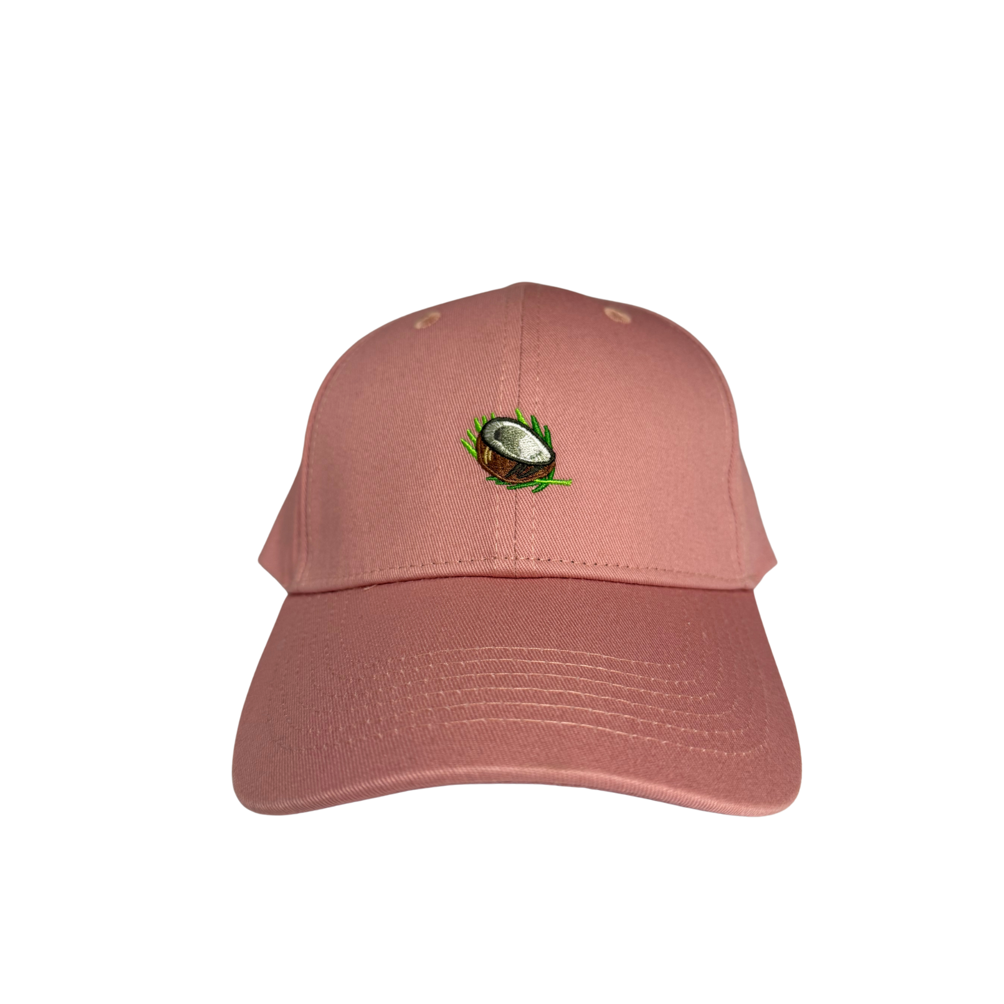 Pink cap with a logo on a white background