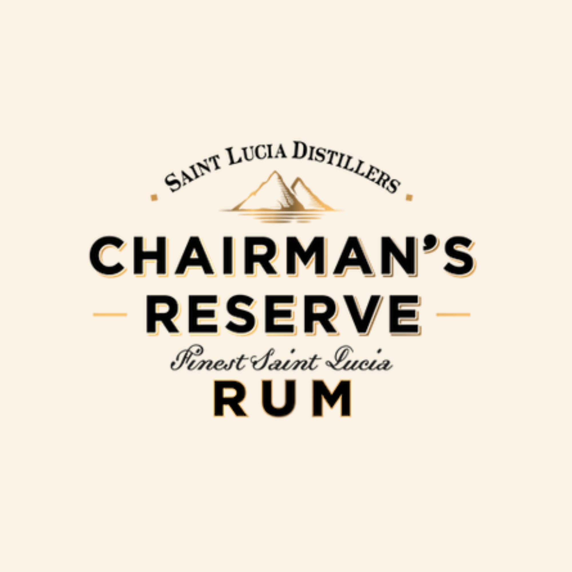 Chairman's Reserve Saint Lucia Rum logo on a beige background
