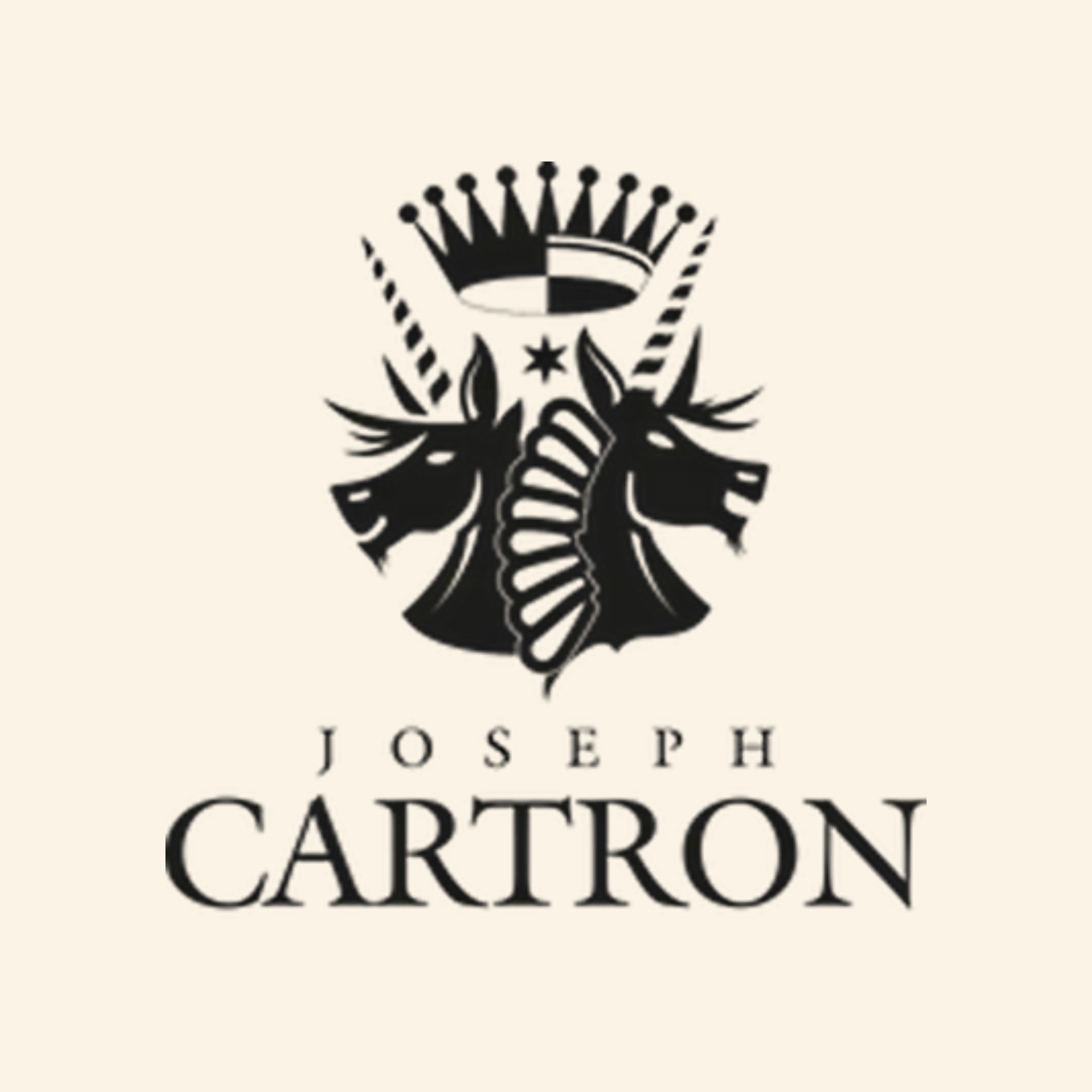Logo of Joseph Cartron with black design on a beige background