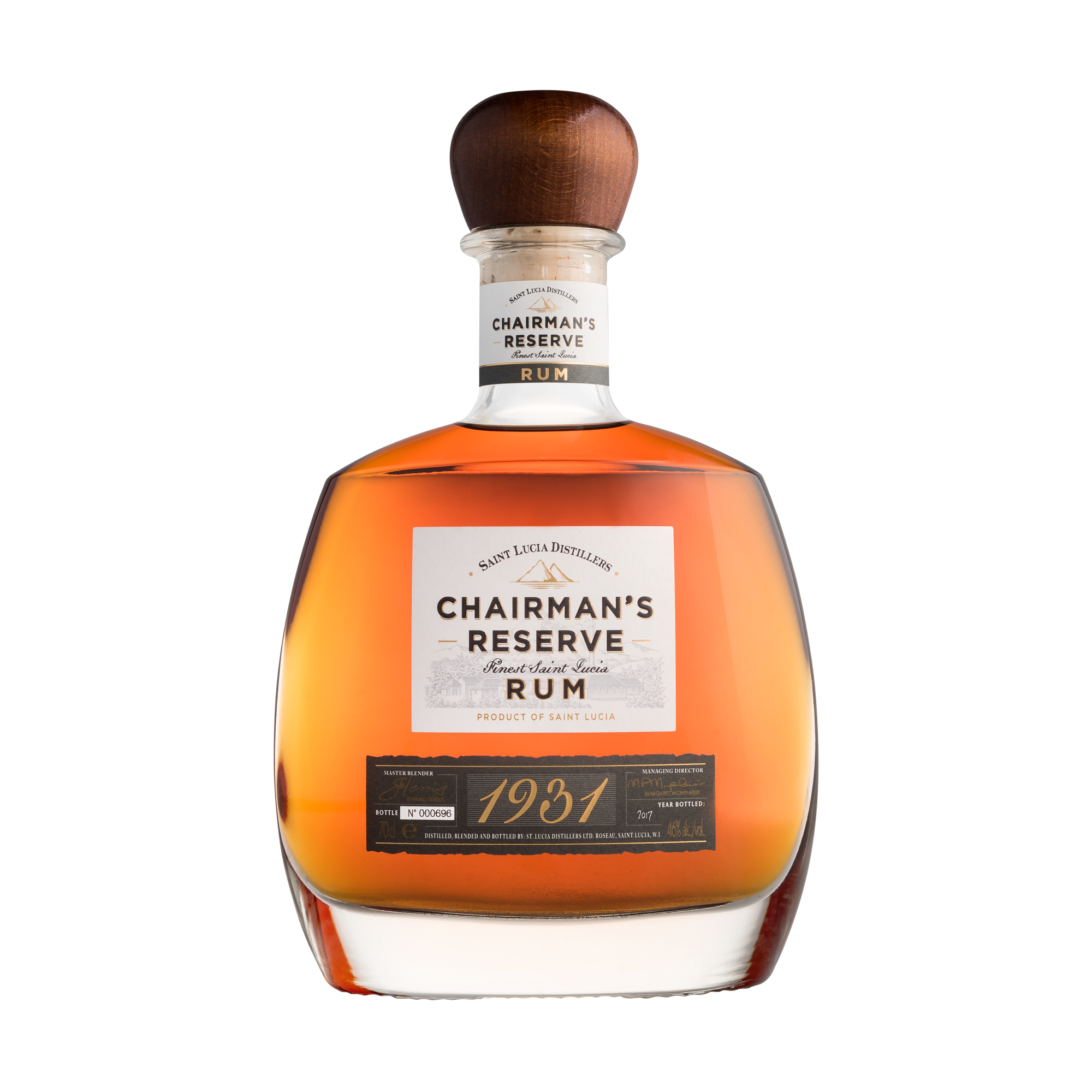 Chairman's Reserve Rum bottle on a white background