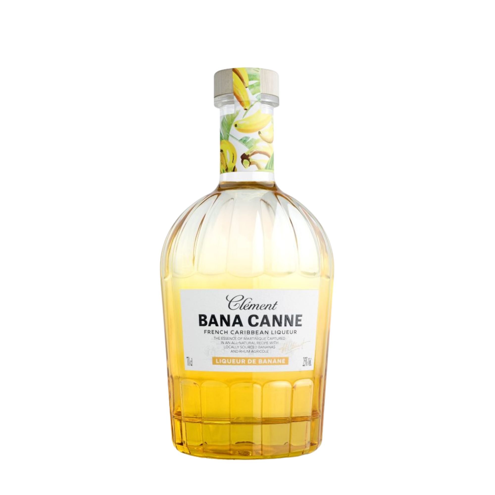 Bottle of Clèment Bana Canne liquor on a white background
