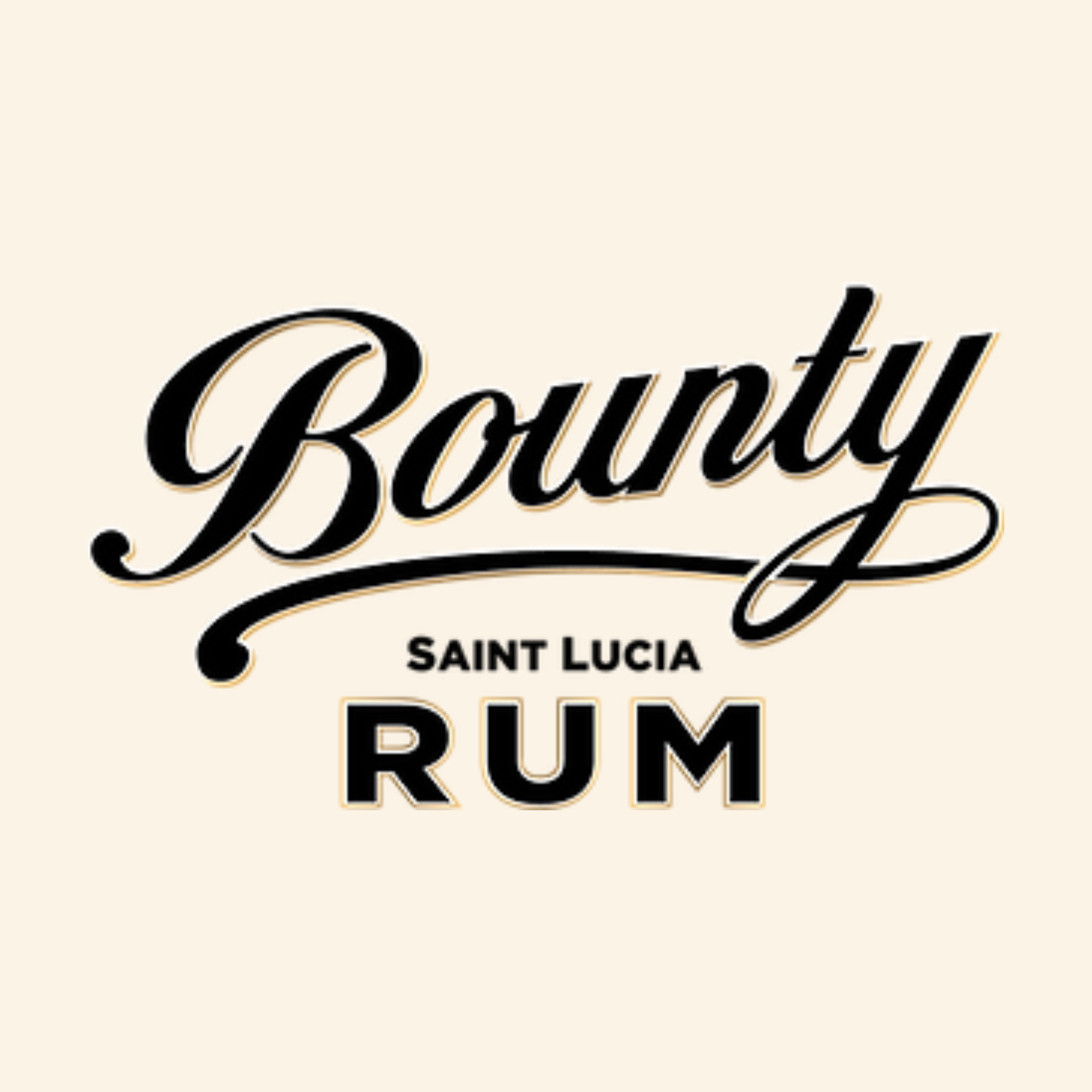 Bounty Saint Lucia Rum logo on a beige background