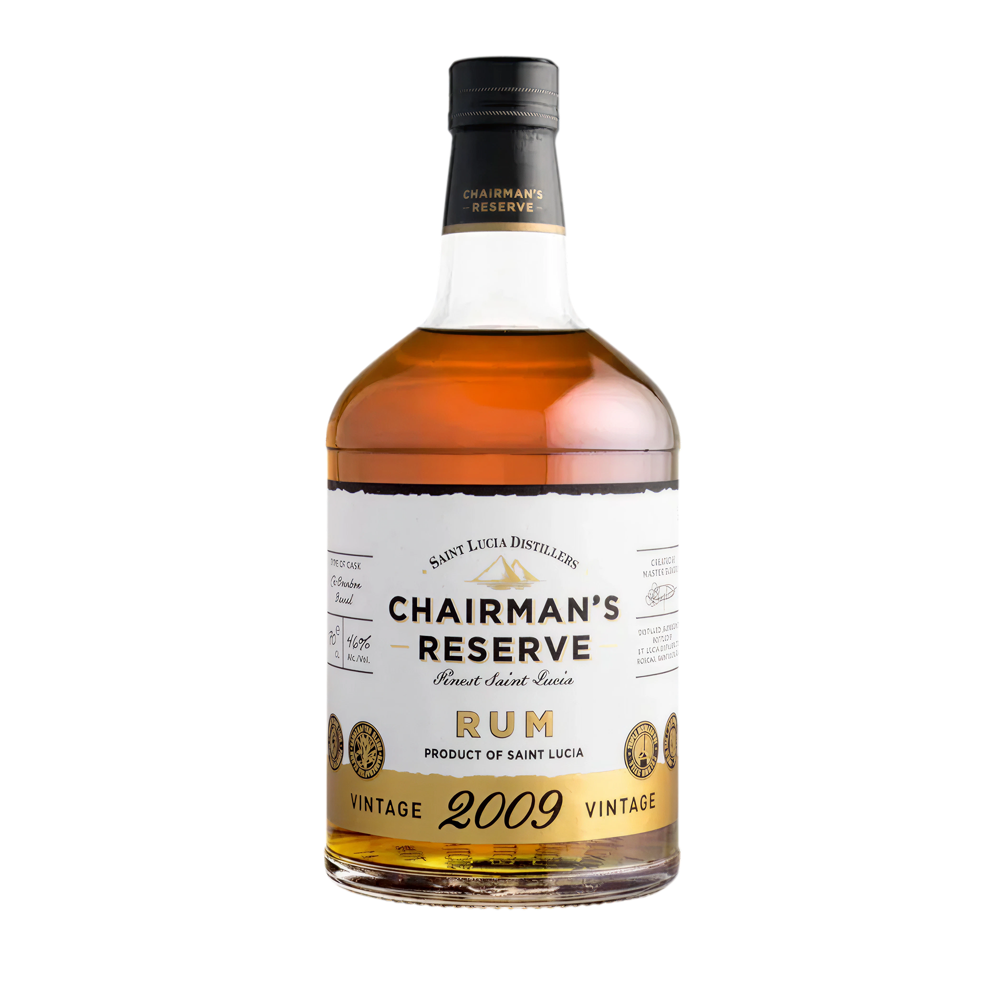 Chairman's Reserve 2009 Rum bottle on a white background